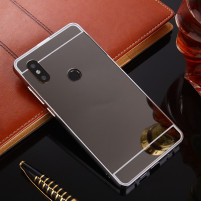 Луксозен алуминиев бъмпър с твърд гръб огледален за Xiaomi Mi A2 Lite / Xiaomi Redmi 6 Pro черен